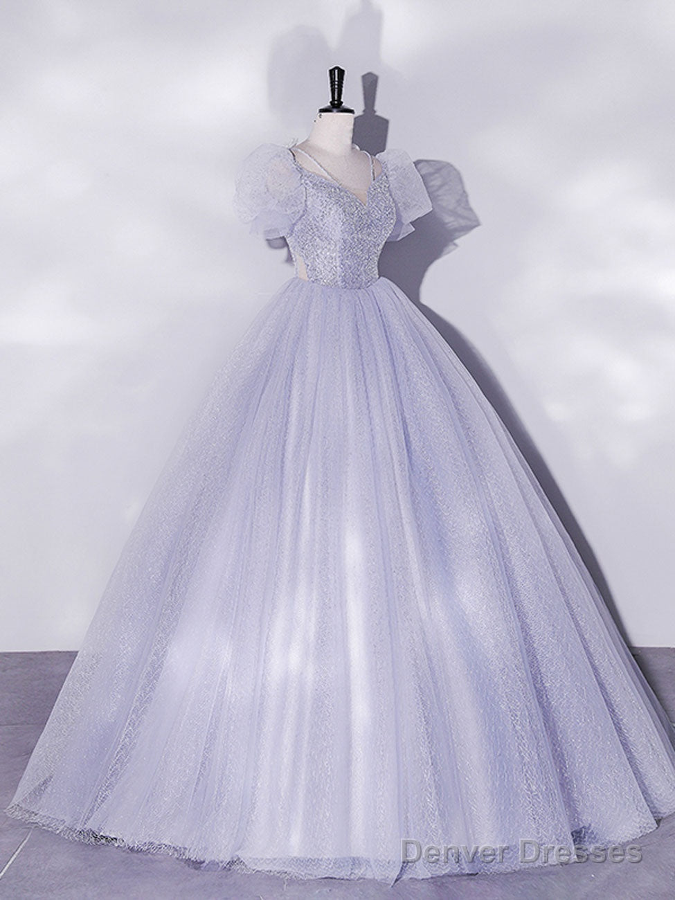 Light Purple Tulle Long Prom Dresses, Purple Tulle Formal Dresses Secondary image