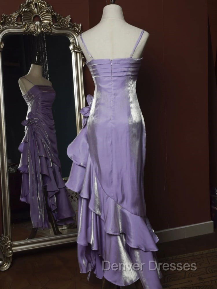 Light Purple Vintage Floral Dress Asymmetrical Hem Prom Gown Secondary image