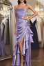 Light Purple Vintage Floral Dress Asymmetrical Hem Prom Gown