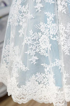 Light Sky Blue Halter Homecoming with Lace Appliques Cute Short Formal Dress