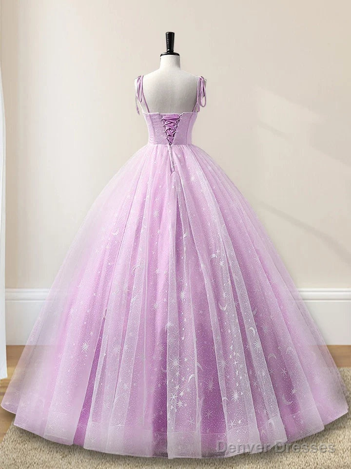 Lilac A-Line Tulle Long Sleeveless Quinceanera Dresses Secondary image