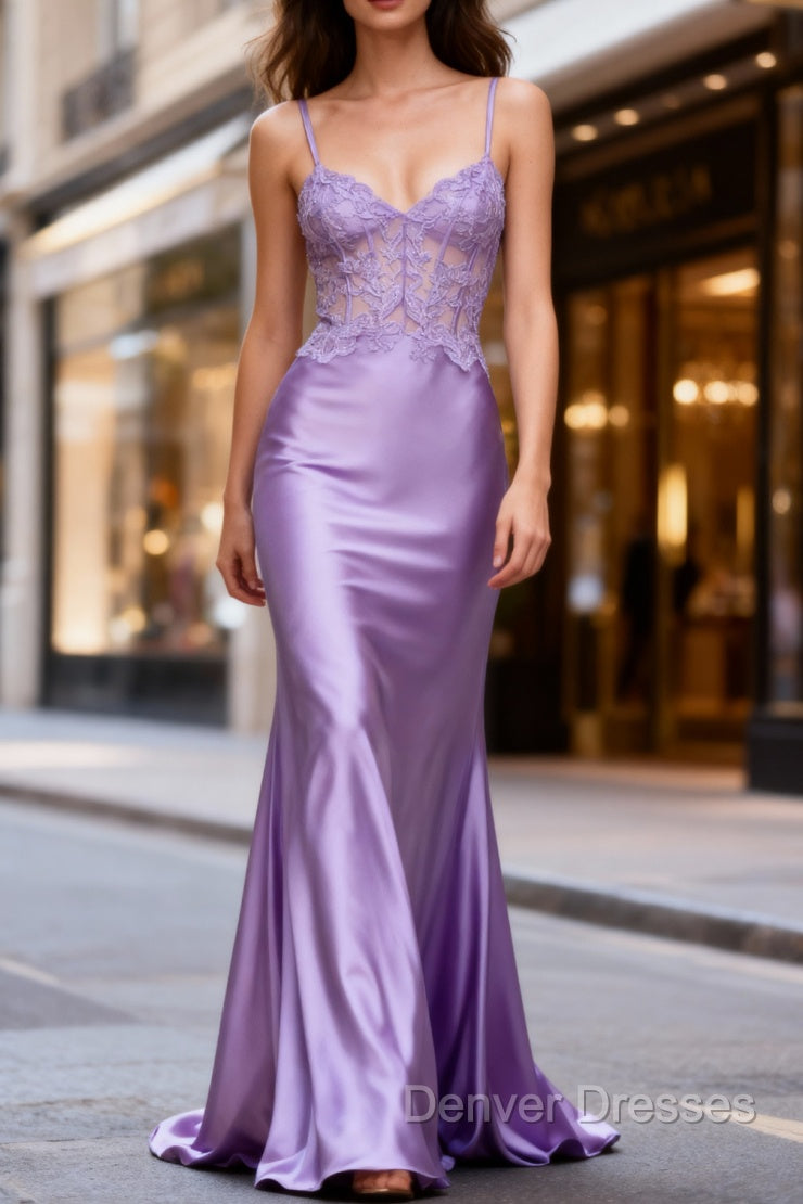 Lilac Floral Elegant Mermaid Corset Long Prom Dress Main image