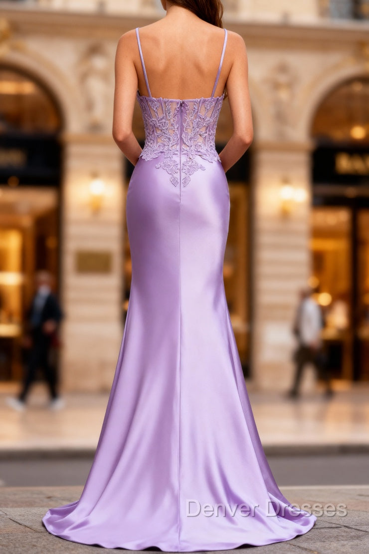 Lilac Floral Mermaid Corset Long Prom Dress Secondary image