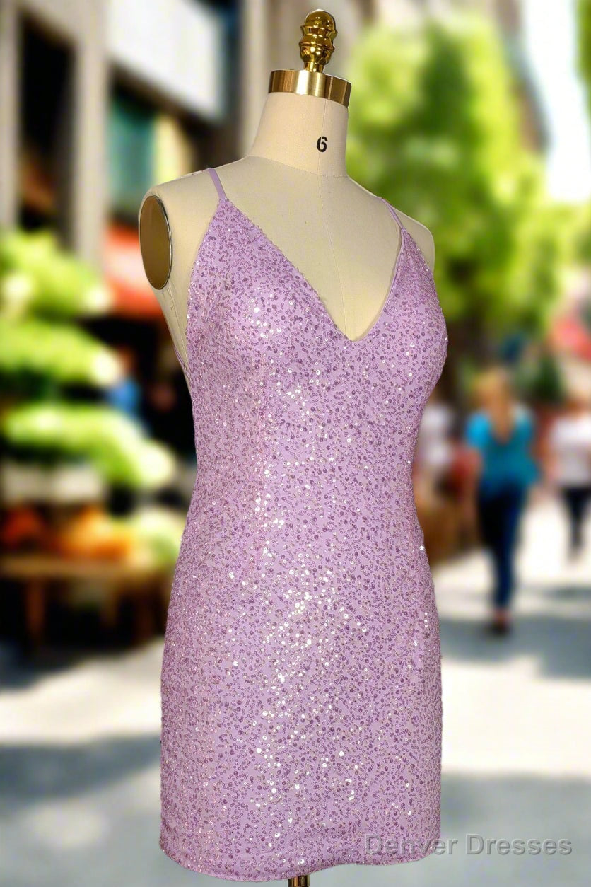 Lilac Homecoming Dresses Sheath/Column Ruched V-neck Sleeveless Short/Mini Dresses Secondary image