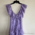 Lilac Lace Long prom dress Evening Gown Party Dress