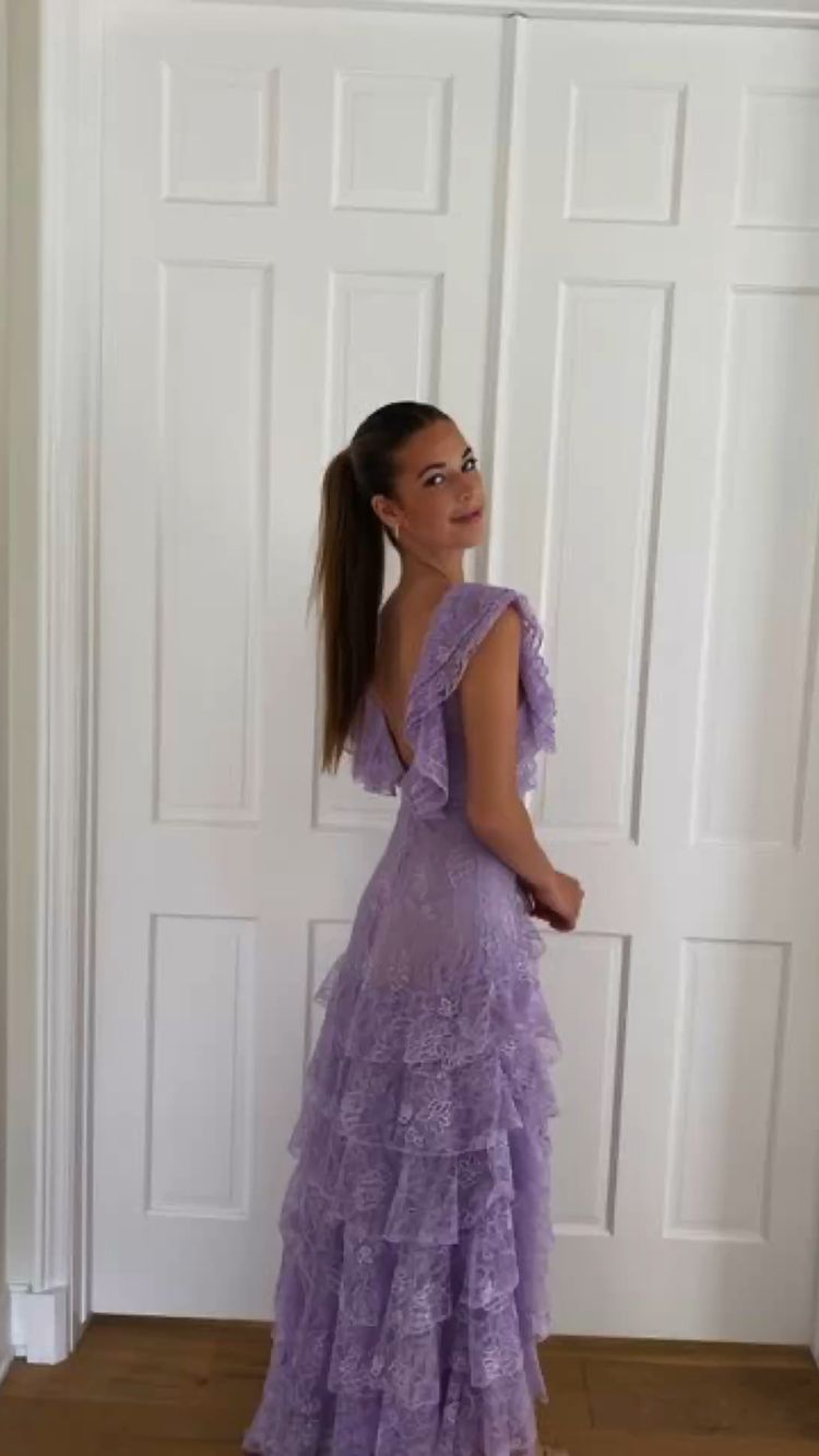 Lilac Lace Long Prom Dress Evening Gown Party Dress Main image