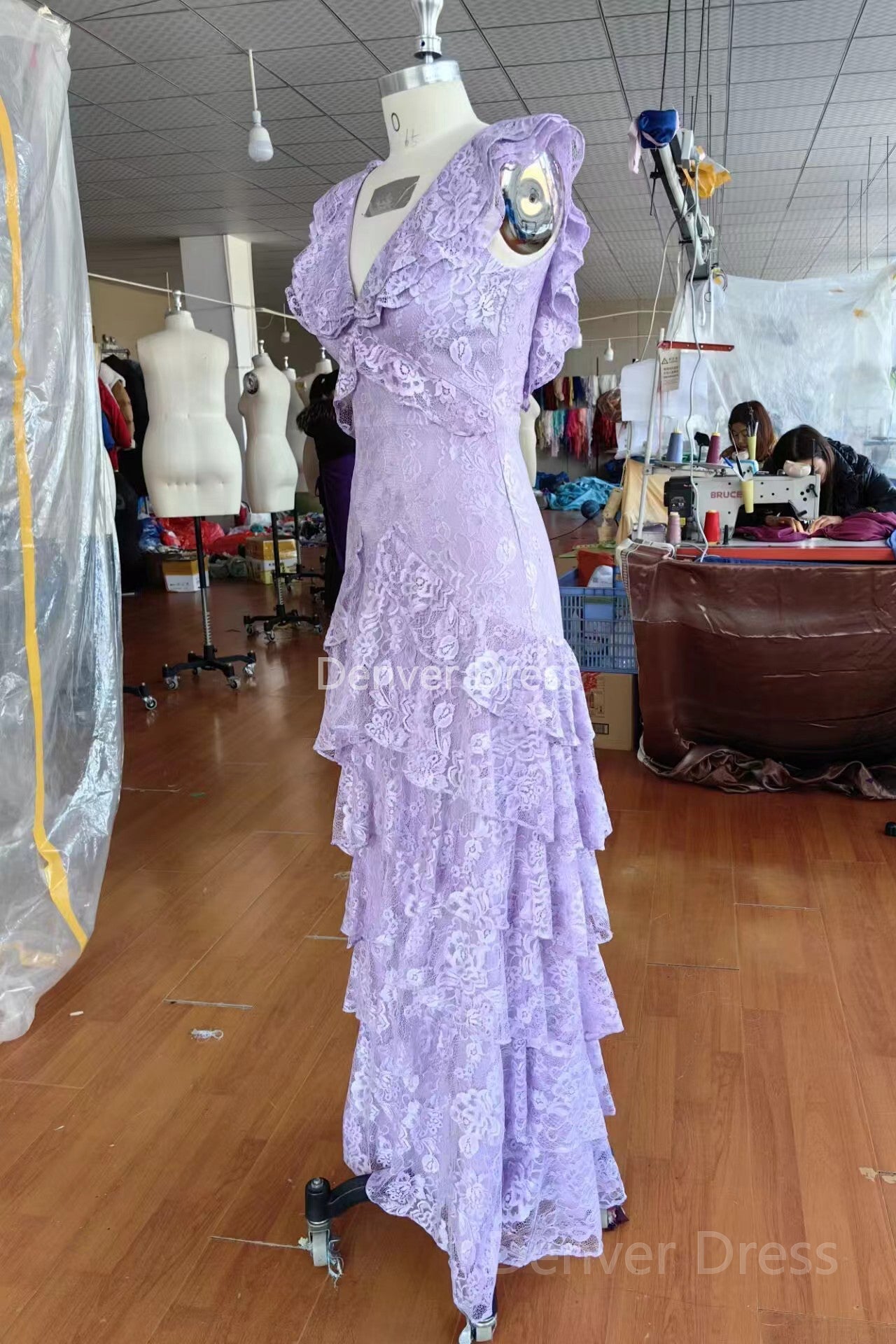 Lilac prom dress Long Evening Gown Lace Party Dress – Denver Dresses