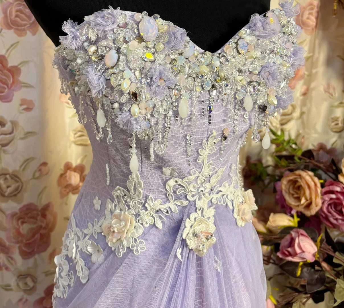Lilac Strapless Prom Dress Long Evening Party Dress