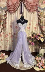 Lilac Strapless Prom Dress Long Evening Party Dress