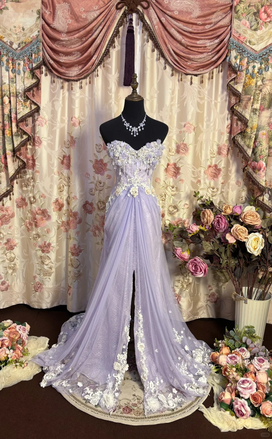 Lilac Strapless Prom Dress Long Evening Party Dress