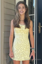 Lilac Tight Short Prom Dress with Appliques