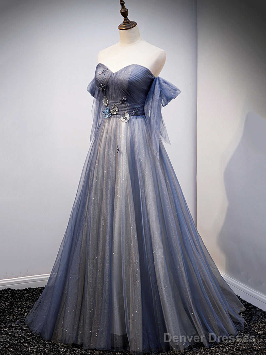 Blue Sweetheart Tulle with Lace Party Dress, Blue Long Formal Dress Secondary image