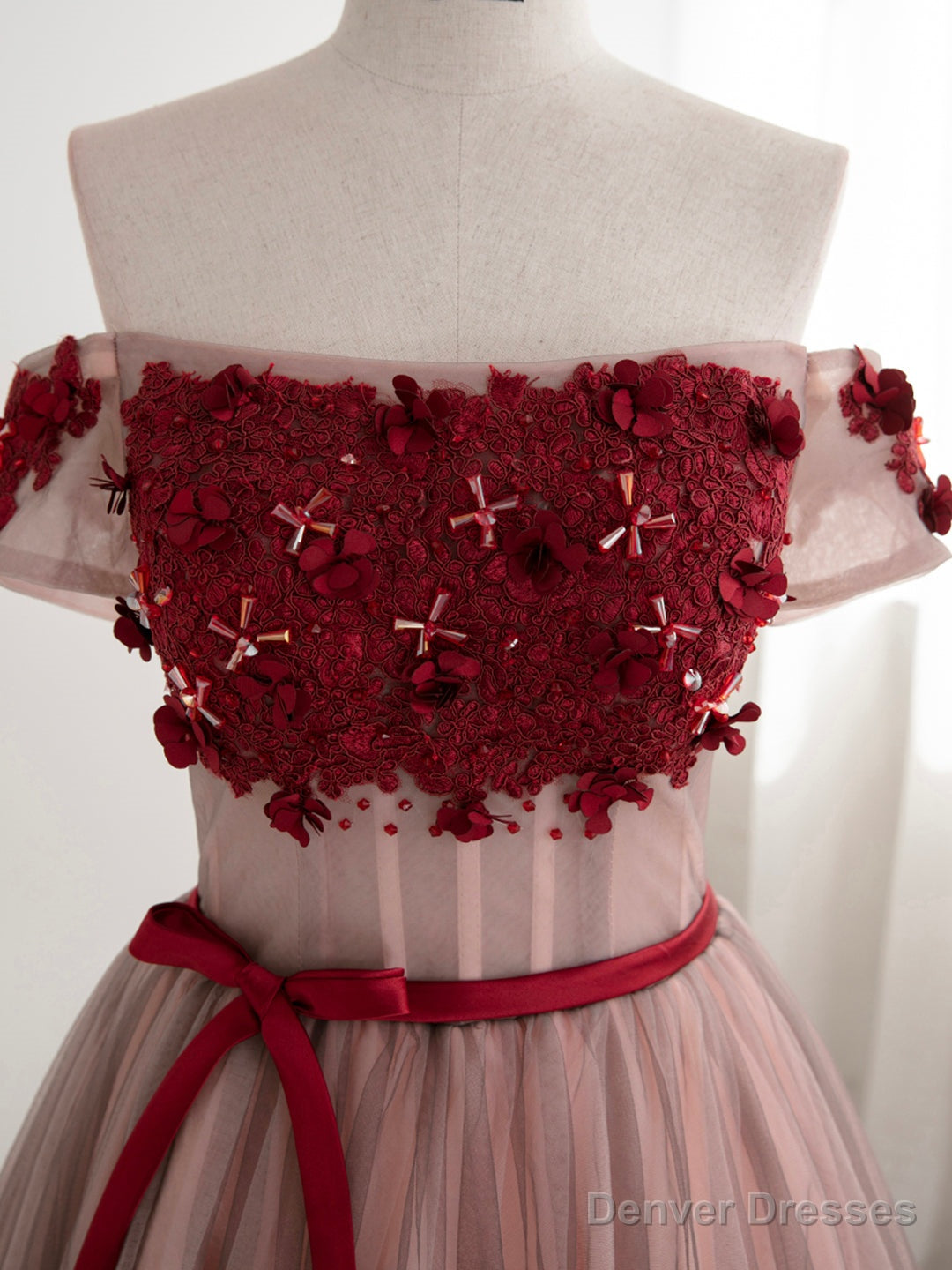 Cute Tulle Lace Short Prom Dress, Off the Shoulder Evening Dress Secondary image