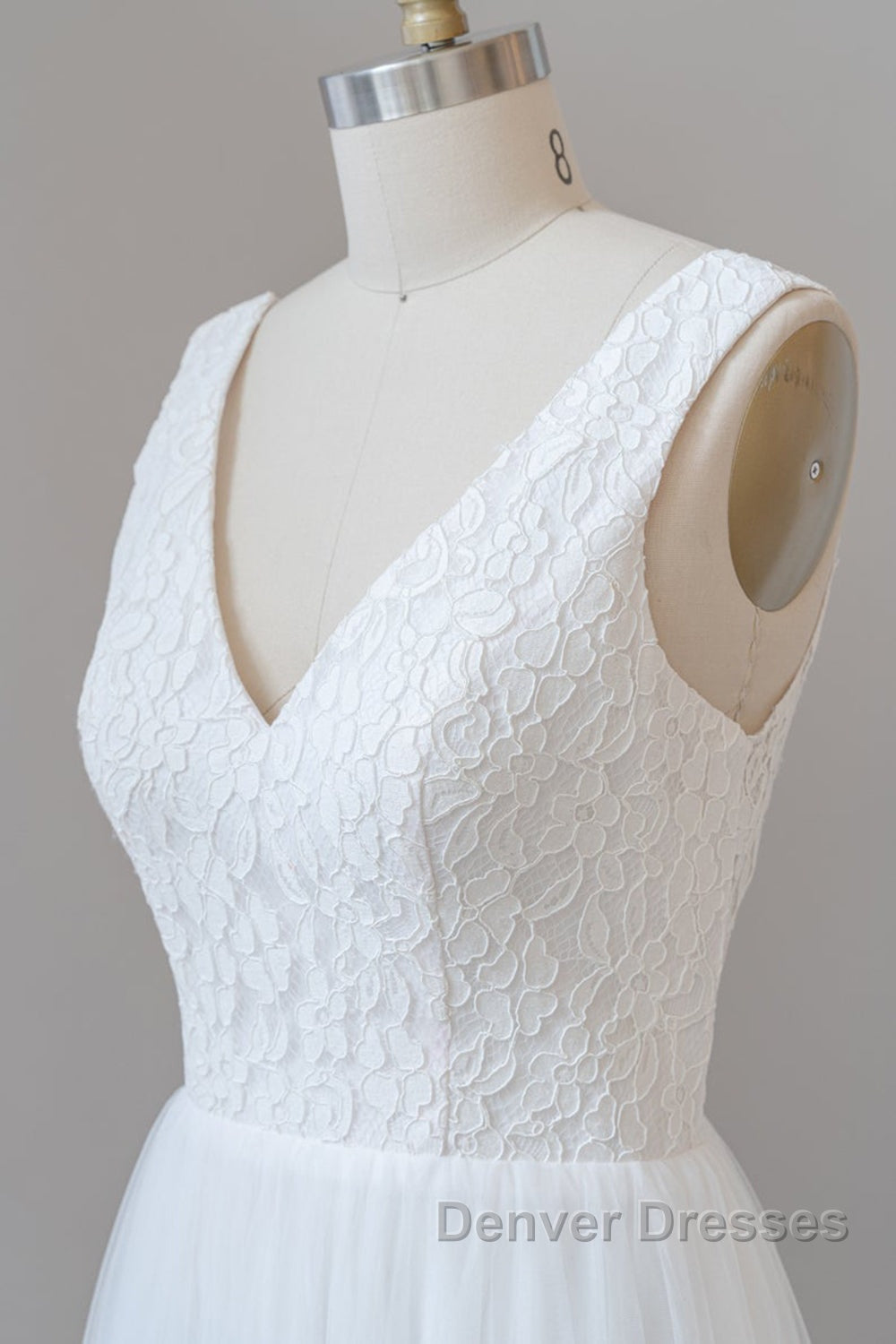 Long A-line Straps V-neck Chiffon Open Back Wedding Dress Secondary image