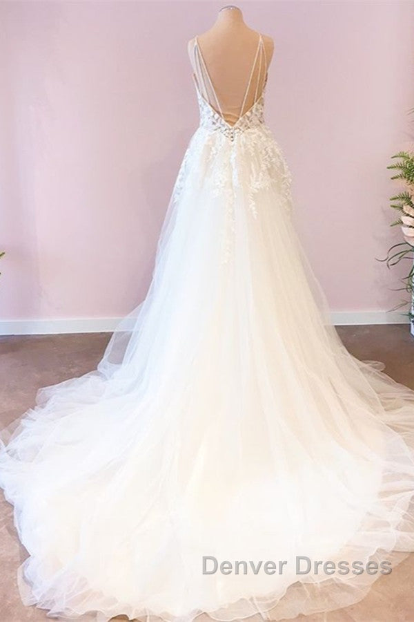 Long A-Line Sweetheart Spaghetti Straps Tulle Wedding Dress Secondary image