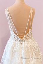 Long A-Line Sweetheart Spaghetti Straps Tulle Wedding Dress