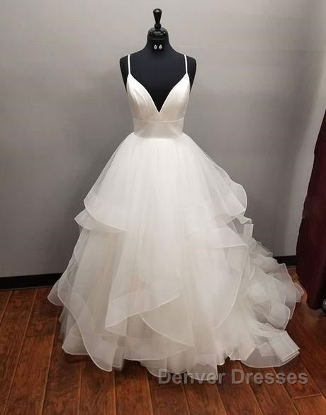 Long A-line V-neck Tulle Backless Wedding Dress Secondary image