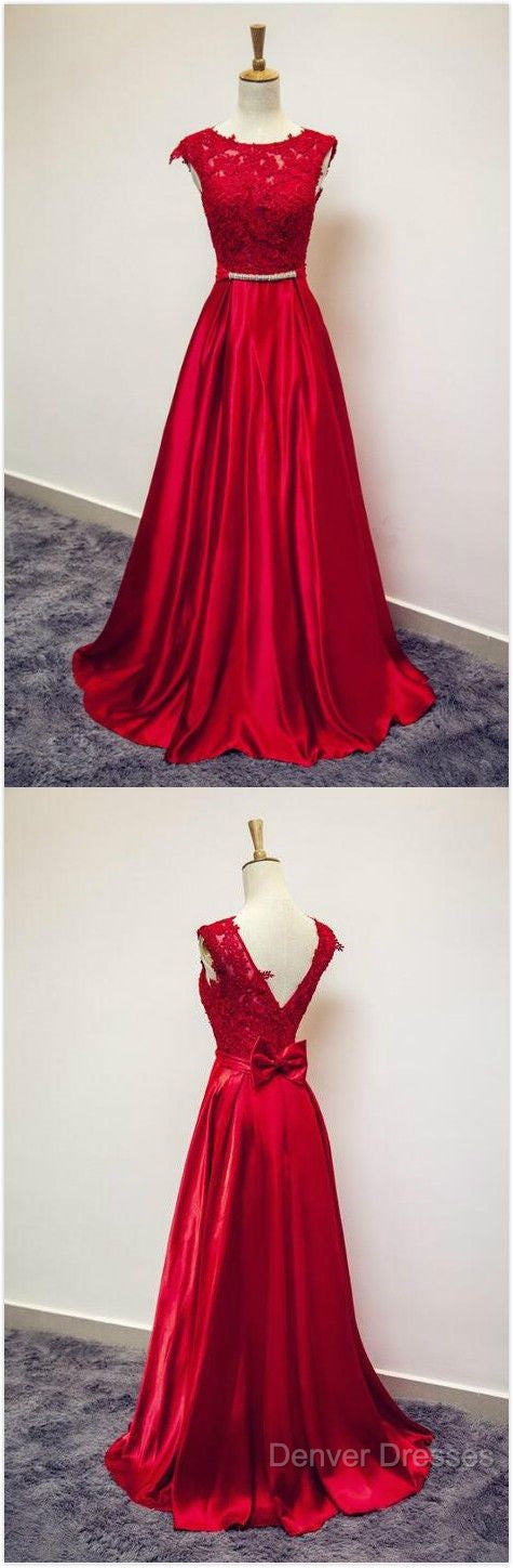 Long Applique Lace Prom Dress,Stain Prom Dress Secondary image