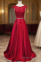 Long Applique Lace Prom Dress,Stain Prom Dress
