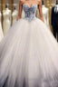 Long Ball Gown Strapless Lace Tulle Wedding Dress