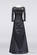 Long Black A Line Mother Of The Bride Dress