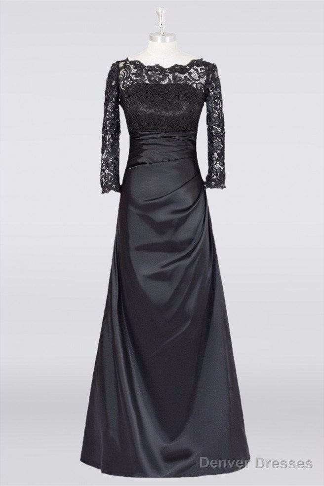 Long Black A Line Mother Of The Bride Dress