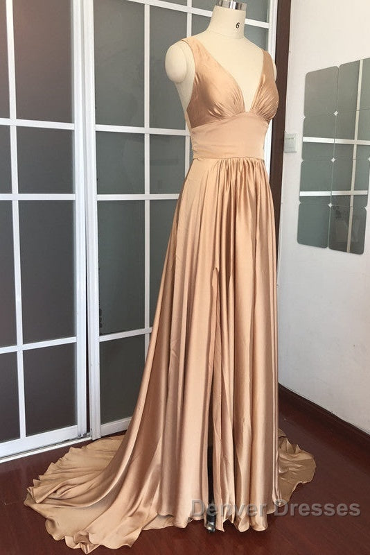Long Chiffon V-Neck Empire Waistline Leg Slit Bridesmaid Dress Secondary image