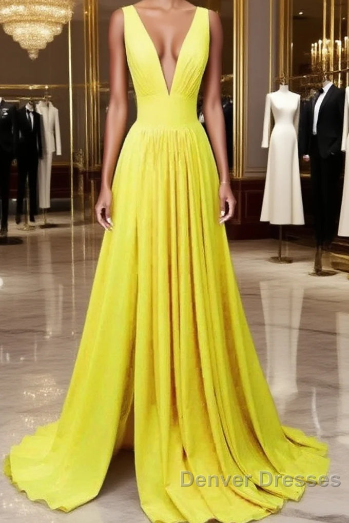 Long Chiffon V-Neck Split Bridesmaid Dress Main image