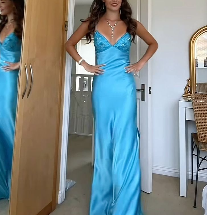 Long Evening Prom Dress, Custom Blue Prom Dress