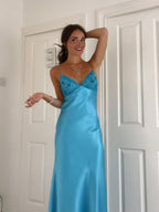 Long Evening Prom Dress, Custom Blue Prom Dress