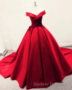 Long Green Satin V-neck Ball Gowns Prom Dress Off The Shoulder