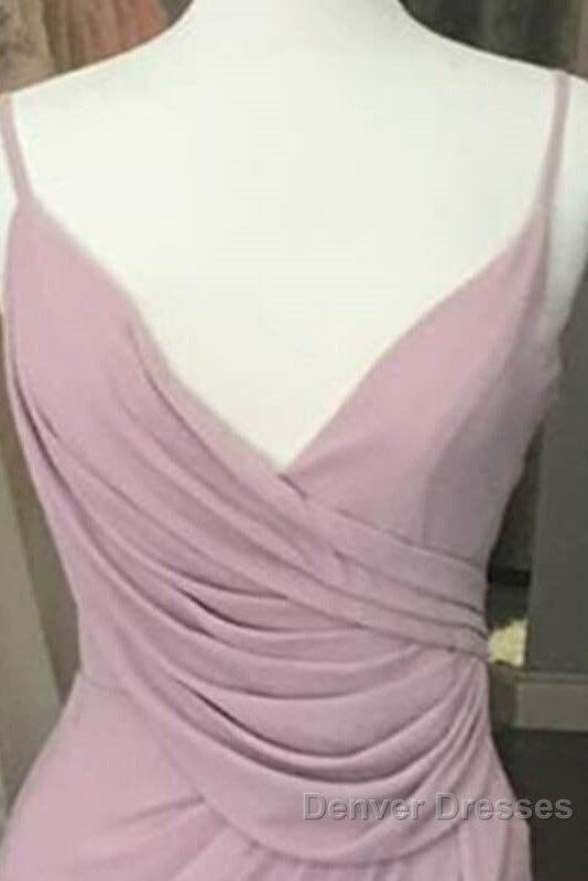 Long Mauve Pleated Chiffon Bridesmaid Dress Secondary image