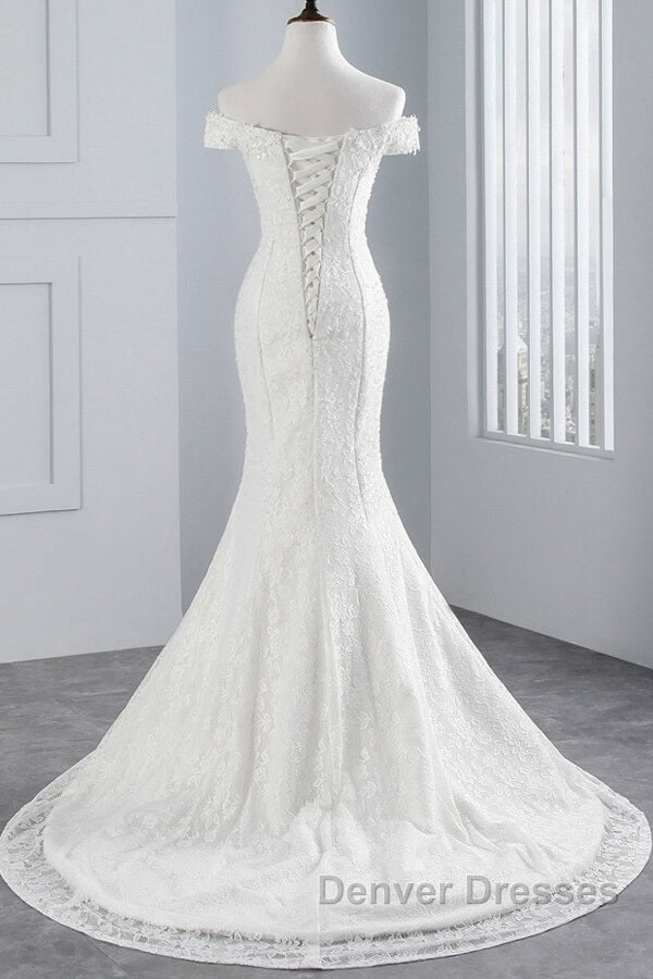 Long Mermaid Lace Off Shoulder Lace-up Wedding Dress Secondary image