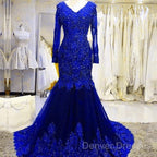 Long Mermaid Sequin Beaded Green Prom Dress With Sleeves Lace Evening Dress