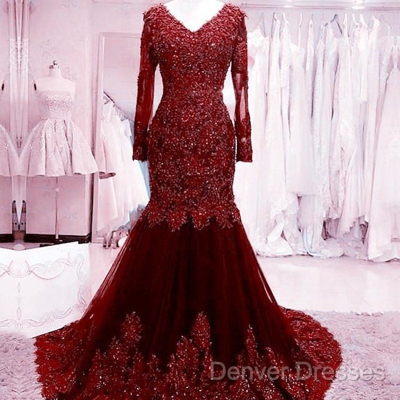 Long Mermaid Sequin Beaded Green Prom Dress With Sleeves Lace Evening Dress