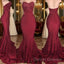 Long Mermaid Strapless Burgundy Prom Dress