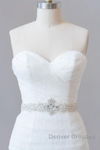 Long Mermaid Strapless Tulle Lace Wedding Dress