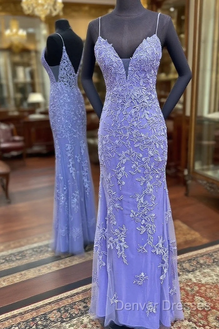 Long Mermaid Straps Formal Dress Lace Appliques Main image