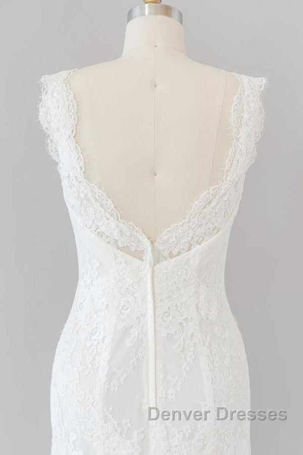 Long Mermaid Sweetheart Lace Backless Wedding Dress