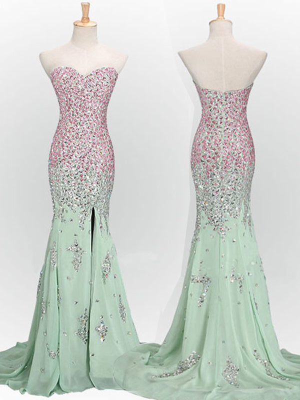 Long Mint Mermaid Sweetheart Sparkly Popular Unique Prom Dress Main image