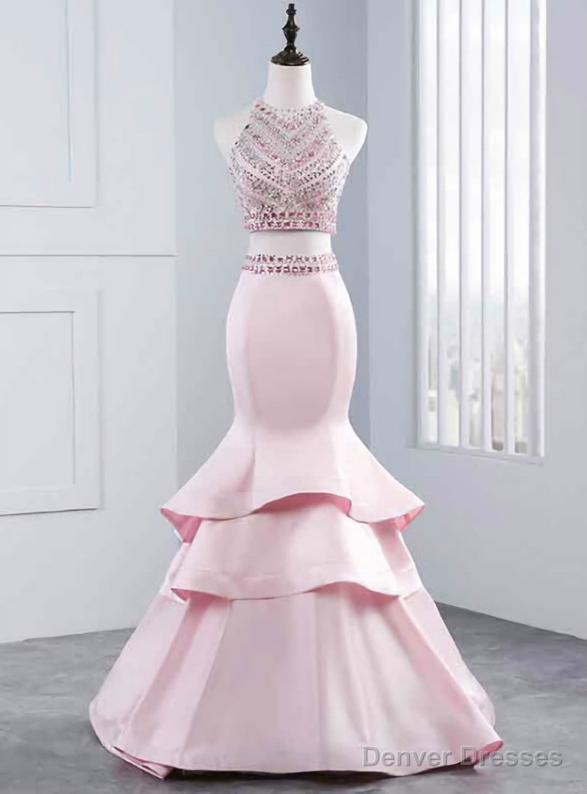 Long Prom Dresses Sexy Prom Dresses Two Piece Party Prom Dresses Beading Main image