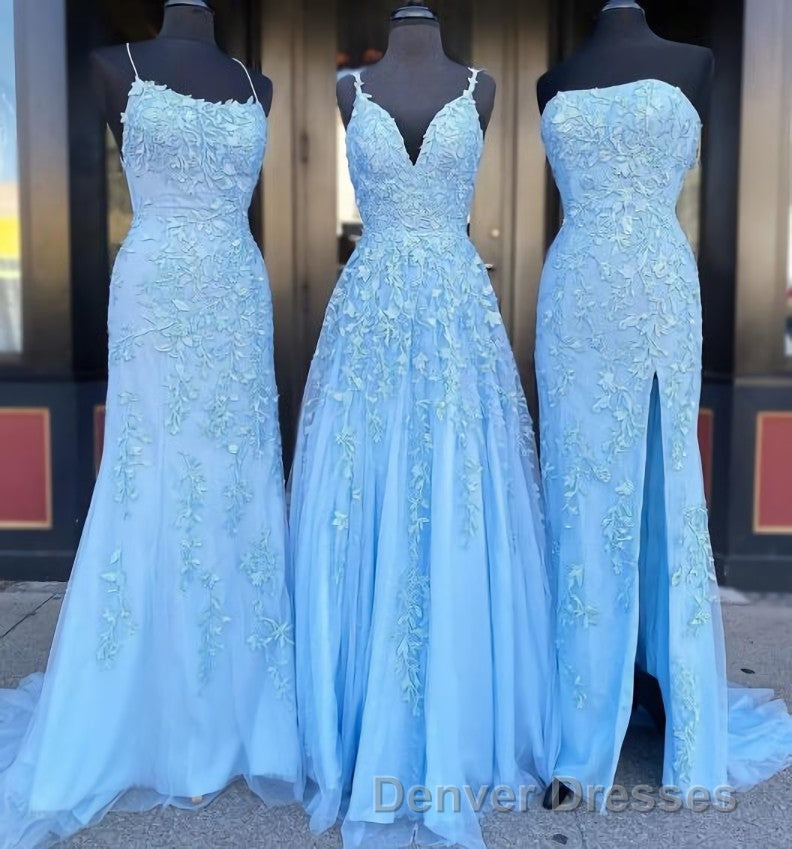 Long Prom Dress with Applique,8th Graduation Dress School Dance Sky Blue Formal Dress Secondary image
