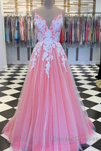 Long Prom Dress With Appliques And Beading,Evening Dress,Charming Dance Dress