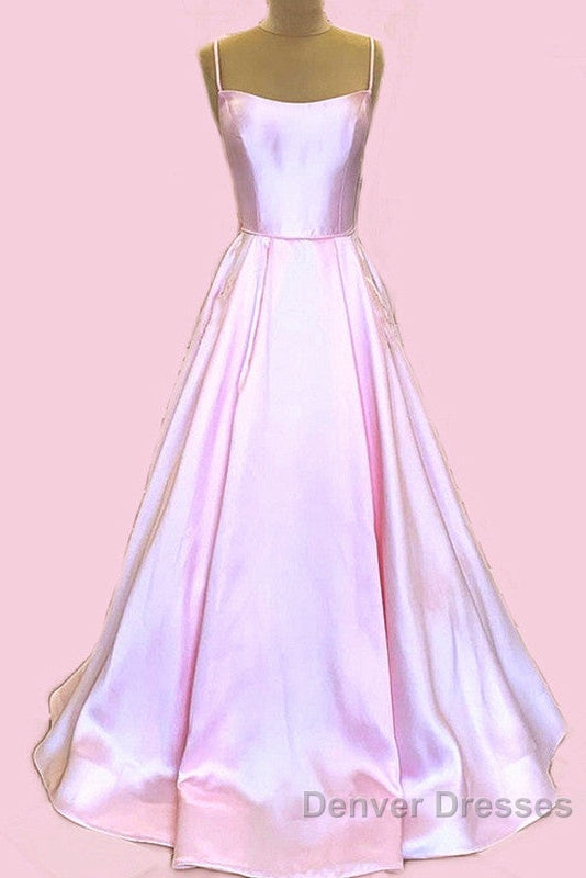 Long Satin Prom Dress Spaghetti Straps Strapless