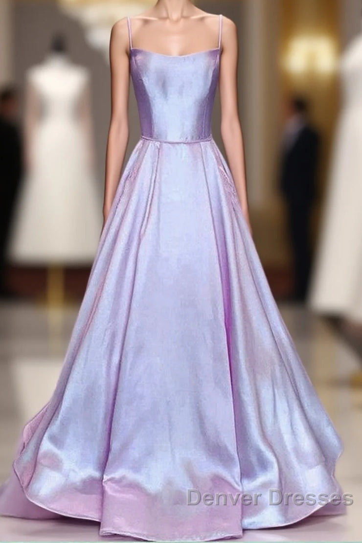 Long Satin Prom Dress Spaghetti Straps Strapless Main image