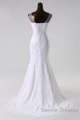 Long Scoop Lace Mermaid Wedding Dress Bridal Dress