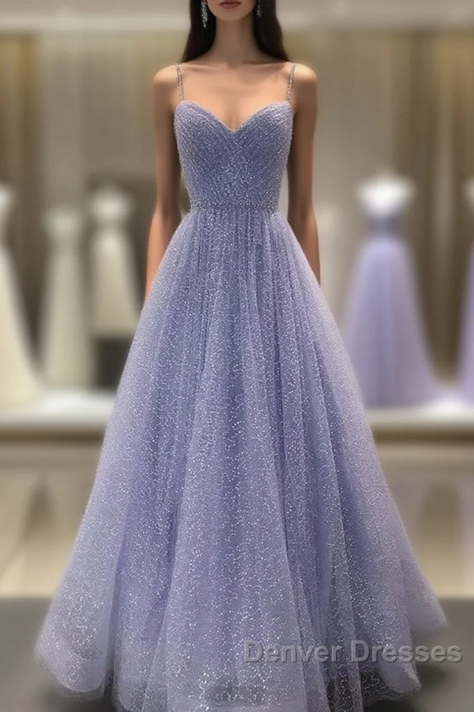 Long Sequin Lavender Sweetheart Beading Prom Dress Main image