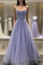 Long Sequin Lavender Sweetheart Beading Prom Dress