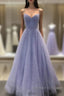 Long Sequin Lavender Sweetheart Beading Prom Dress