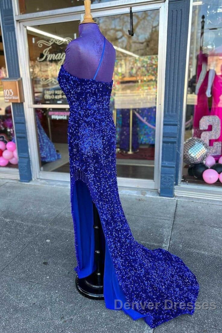 Long Sequin Prom Dress  Royal Blue Formal Dress One-Shoulder Secondary image